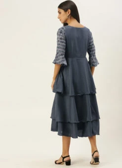 Grey N Black Muslin Calf Length Dress After Six Wear 13 Grey N Black Muslin Calf Length Dress After Six Wear -Sari Grace Shop Grey N Black Muslin Calf Length Dress DRBS02106512 b