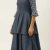 Grey N Black Muslin Calf Length Dress After Six Wear 2 Grey N Black Muslin Calf Length Dress After Six Wear -Sari Grace Shop Grey N Black Muslin Calf Length Dress DRBS02106512 l
