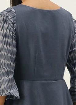 Grey N Black Muslin Calf Length Dress After Six Wear 15 Grey N Black Muslin Calf Length Dress After Six Wear -Sari Grace Shop Grey N Black Muslin Calf Length Dress DRBS02106512 rrc2