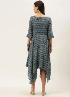 Grey N Black Muslin Handkerchief Style Dress After Six Wear -Sari Grace Shop Grey N Black Muslin Handkerchief Style Dress DRBS02106467 b