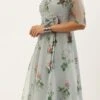Grey Organza Digital Printed Dress Party Wear -Sari Grace Shop Grey Organza Digital Printed Dress DRBS02307785 l