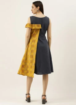 Grey Rayon N Mustard Printed Boat Neck Dress Party Wear 13 Grey Rayon N Mustard Printed Boat Neck Dress Party Wear -Sari Grace Shop Grey Rayon N Mustard Printed Boat Neck Dress DRBS02105392 b