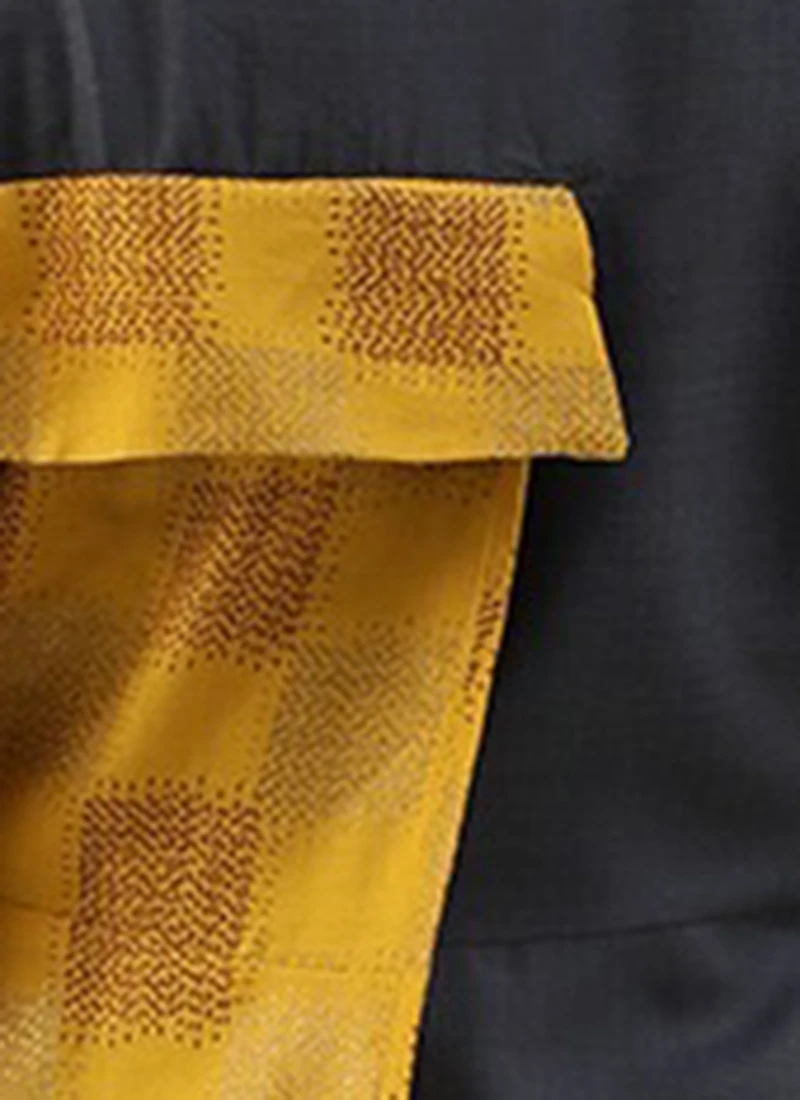 Grey Rayon N Mustard Printed Boat Neck Dress Party Wear 9 Grey Rayon N Mustard Printed Boat Neck Dress Party Wear - Image 7