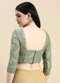 Grey Sequins Embroidered Chinon Blouse Festive Wear -Sari Grace Shop Grey Sequins Embroidered Chinon Blouse BLBS02210834 rrc2