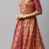 Knee Length Multiclolored Fit N Flared Dress Party Wear -Sari Grace Shop Knee Length Multiclolored Fit N Flared Dress DRBS02006240RTW l