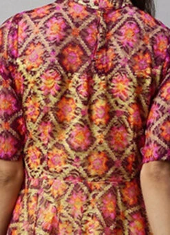 Knee Length Multiclolored Fit N Flared Dress Party Wear -Sari Grace Shop Knee Length Multiclolored Fit N Flared Dress DRBS02006240 rrc2