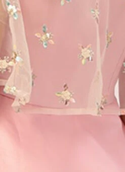 White Embroidered Net N Pink Satin Dress Party Wear -Sari Grace Shop Light Beige Embroidered Net N Pink Satin Dress DRBS02302457 rrc3