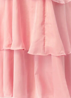 White Embroidered Net N Pink Satin Dress Party Wear -Sari Grace Shop Light Beige Embroidered Net N Pink Satin Dress DRBS02302457 rrc4