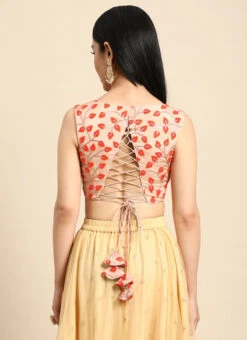 Light Peach Embroidered Chiffon Blouse Festive Wear 13 Light Peach Embroidered Chiffon Blouse Festive Wear -Sari Grace Shop Light Peach Embroidered Chiffon Blouse BLBS02301948 b