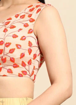 Light Peach Embroidered Chiffon Blouse Festive Wear 16 Light Peach Embroidered Chiffon Blouse Festive Wear -Sari Grace Shop Light Peach Embroidered Chiffon Blouse BLBS02301948 rrc3