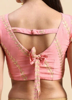 Light Pink Embroidered Chiffon Blouse Wedding Wear -Sari Grace Shop Light Pink Embroidered Chiffon Blouse BLBS02303833 rrc2