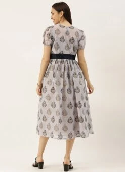 Lilac Hint Chanderi Silk Puff Sleeve Dress Festive Wear 13 Lilac Hint Chanderi Silk Puff Sleeve Dress Festive Wear -Sari Grace Shop Lilac Hint Chanderi Silk Puff Sleeve Dress DRBS02012713 b