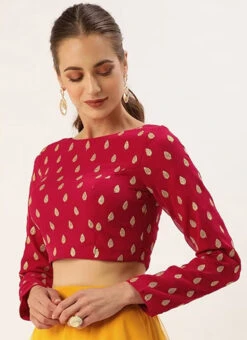 Magenta Embroidered Georgette Blouse Festive Wear -Sari Grace Shop Magenta Embroidered Georgette Blouse BLBS02305250 u