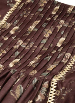 Maroon Chanderi Printed Floral Maxi Dress Festive Wear -Sari Grace Shop Maroon Chanderi Printed Floral Maxi Dress DRBS02111085 rrc1