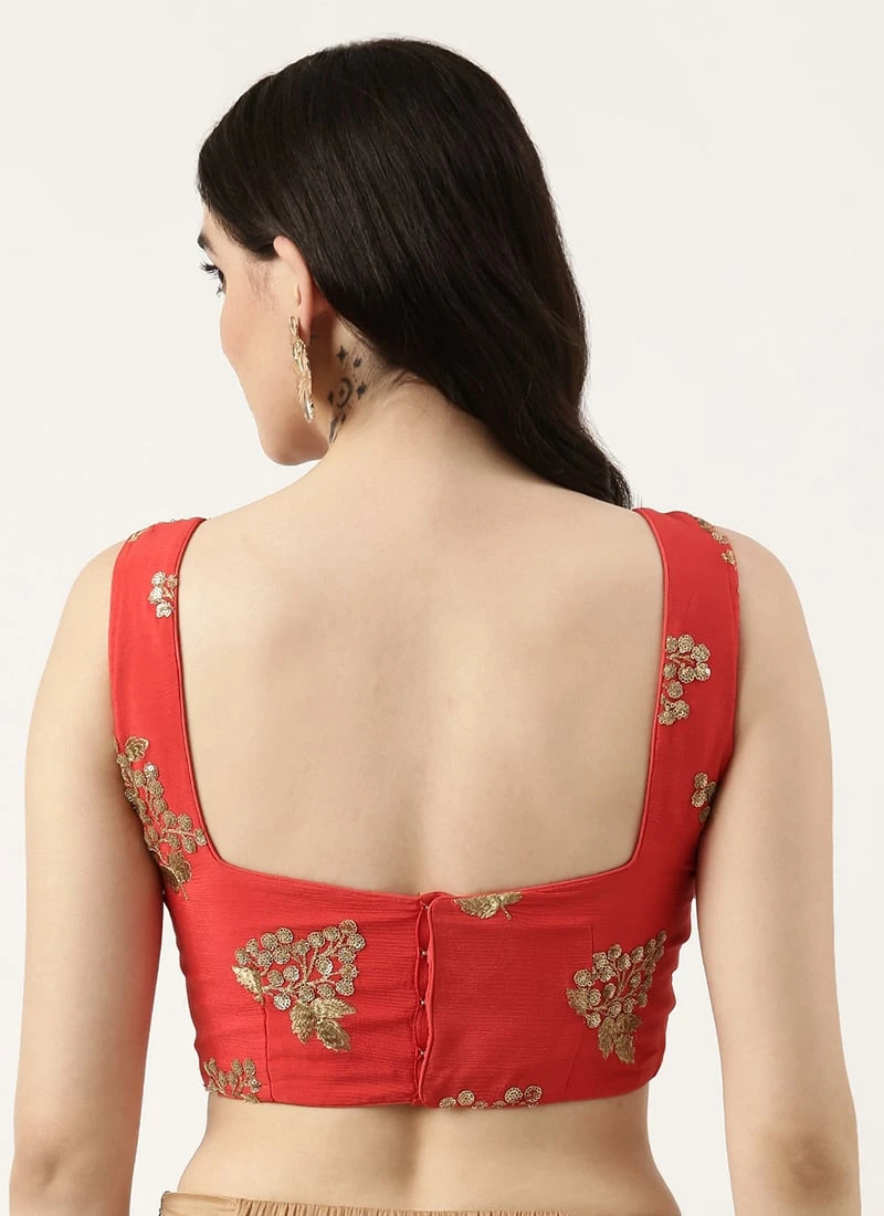 Maroon Chinnon Embroidered Blouse Festive Wear 6 Maroon Chinnon Embroidered Blouse Festive Wear - Image 4