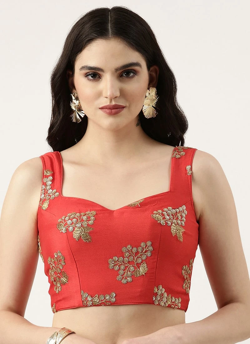 Maroon Chinnon Embroidered Blouse Festive Wear 5 Maroon Chinnon Embroidered Blouse Festive Wear - Image 3