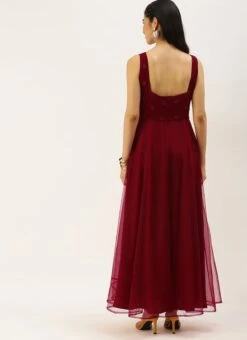 Maroon N Red Embroidered Dress Party Wear -Sari Grace Shop Maroon N Red Embroidered Dress DRBS02206264 b