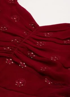 Maroon N Red Embroidered Dress Party Wear -Sari Grace Shop Maroon N Red Embroidered Dress DRBS02206264 rrc1