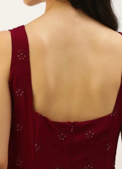 Maroon N Red Embroidered Dress Party Wear -Sari Grace Shop Maroon N Red Embroidered Dress DRBS02206264 rrc2