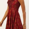 Maroon Printed One Shoulder Dress Party Wear After Six Wear -Sari Grace Shop Maroon Printed One Shoulder Dress DRBS02205963 l