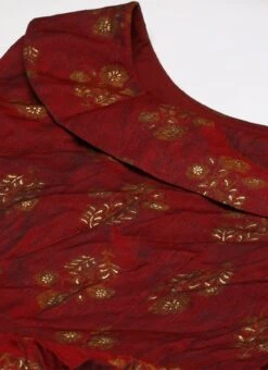 Maroon Printed One Shoulder Dress After Six Wear -Sari Grace Shop Maroon Printed One Shoulder Dress DRBS02205963 rrc1 1