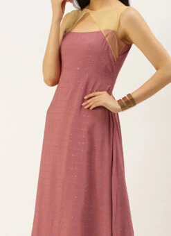 Maroon Sequins Embroidered Dress After Six Wear