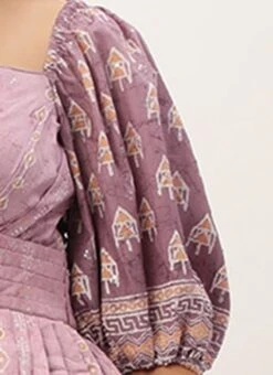 Mauve Art Silk Digital Printed Dress Party Wear -Sari Grace Shop Mauve Art Silk Digital Printed Dress DRBS02304077 rrc3