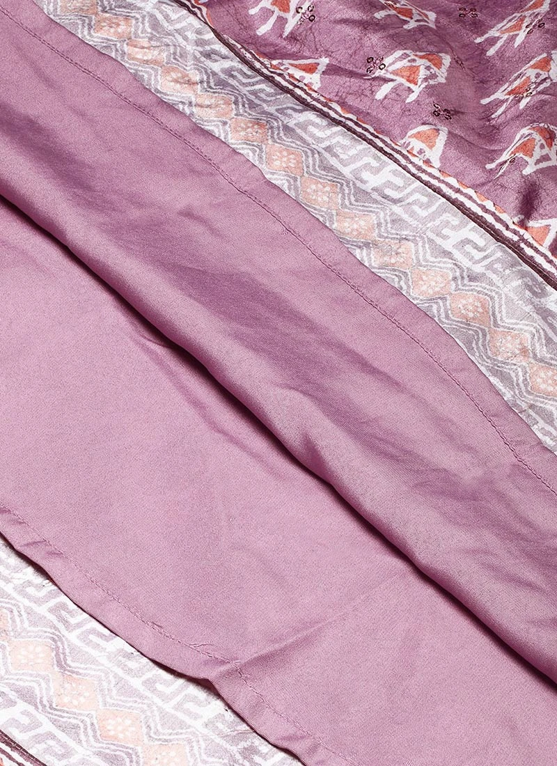 Mauve Digital Printed Maxi Dress Festive Wear 9 Mauve Digital Printed Maxi Dress Festive Wear - Image 7