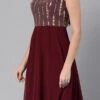 Mauve Net Sequins N Burgundy Godet Dress Festive Wear -Sari Grace Shop Mauve Net Sequins N Burgundy Godet Dress DRBS02205032 l