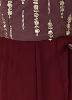 Mauve Net Sequins N Burgundy Godet Dress Festive Wear -Sari Grace Shop Mauve Net Sequins N Burgundy Godet Dress DRBS02205032 rrc3