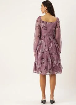 Mauve Organza Digital Printed Dress After Six Wear -Sari Grace Shop Mauve Organza Digital Printed Dress DRBS02210906 b