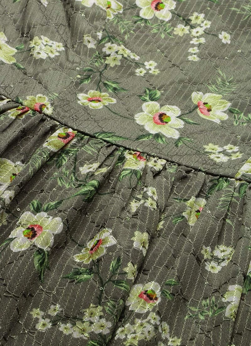 Mehndi Green Georgette Printed Dress After Six Wear Party Wear 7 Mehndi Green Georgette Printed Dress After Six Wear Party Wear - Image 5