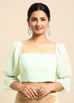 Mint Green Georgette Blouse Festive Wear 12 Mint Green Georgette Blouse Festive Wear -Sari Grace Shop Mint Green Georgette Blouse BLBS02305179 u
