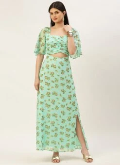 Mint Green Georgette Digital Printed Dress Festive Wear After Six Wear 12 Mint Green Georgette Digital Printed Dress Festive Wear After Six Wear -Sari Grace Shop Mint Green Georgette Digital Printed Dress DRBS02211307 u
