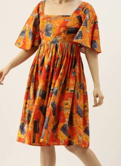 MultiColored Bell Sleeve Dress After Six Wear
