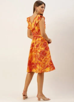 MultiColored Printed Cotton Knee Length Dress After Six Wear -Sari Grace Shop MultiColored Printed Cotton Knee Length Dress DRBS02105402 b