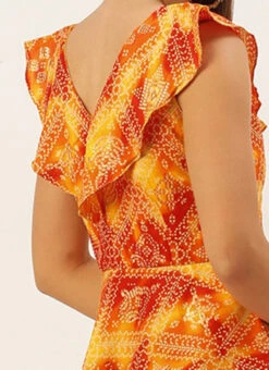 MultiColored Printed Cotton Knee Length Dress After Six Wear -Sari Grace Shop MultiColored Printed Cotton Knee Length Dress DRBS02105402 rrc2