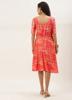 Multicolored Art Silk Round Neck Dress Festive Wear 13 Multicolored Art Silk Round Neck Dress Festive Wear -Sari Grace Shop Multicolored Art Silk Round Neck Dress DRBS02307733 b