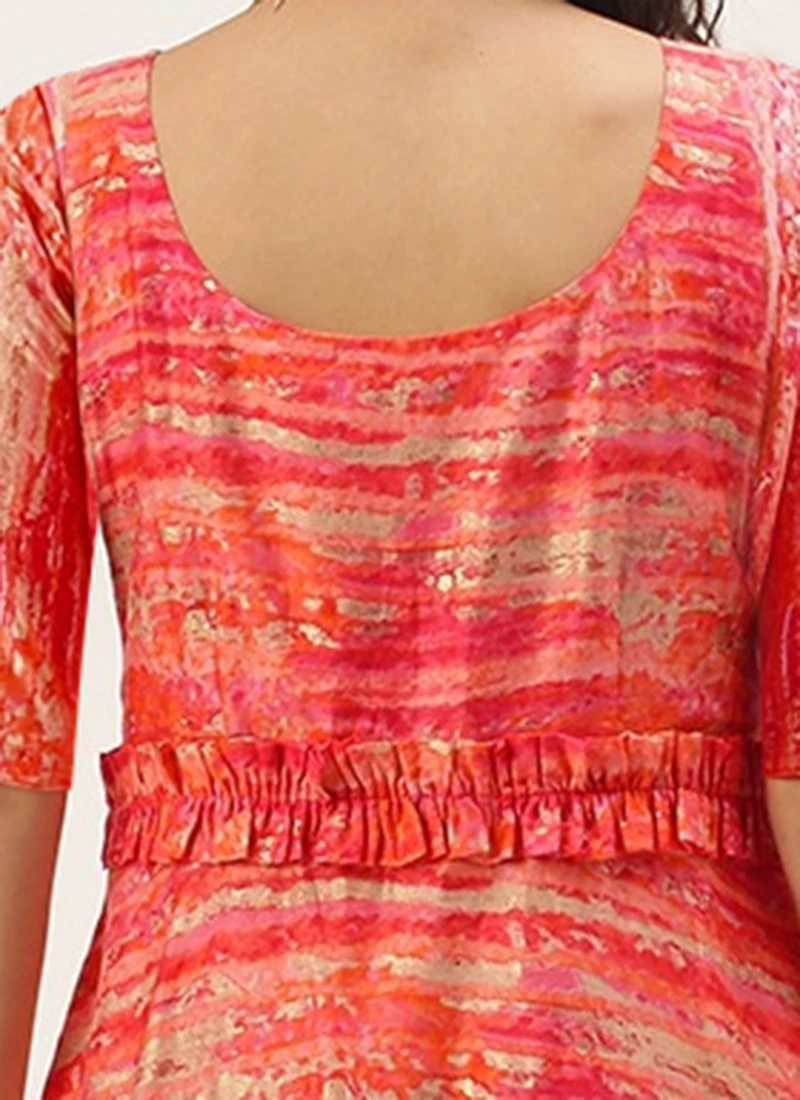 Multicolored Art Silk Round Neck Dress Festive Wear 8 Multicolored Art Silk Round Neck Dress Festive Wear - Image 6