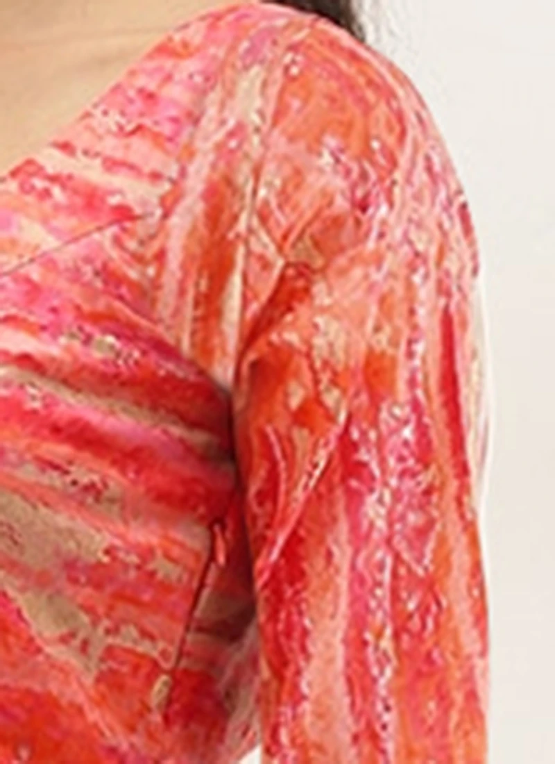 Multicolored Art Silk Round Neck Dress Festive Wear 9 Multicolored Art Silk Round Neck Dress Festive Wear - Image 7