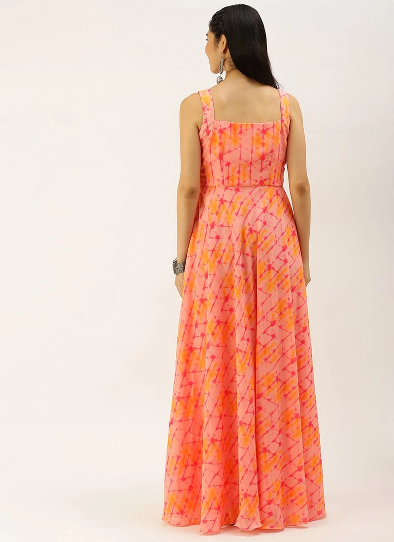 Multicolored Digital Print Georgette Gown After Six Wear 6 Multicolored Digital Print Georgette Gown After Six Wear - Image 4