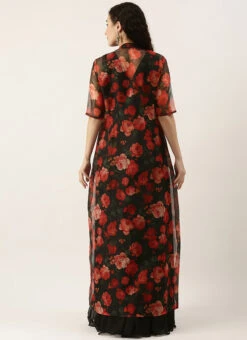 Multicolored Digital Print Organza Jacket N Black Dress Festive Wear 13 Multicolored Digital Print Organza Jacket N Black Dress Festive Wear -Sari Grace Shop Multicolored Digital Print Organza Jacket N Black Dress DRBS02111124 b