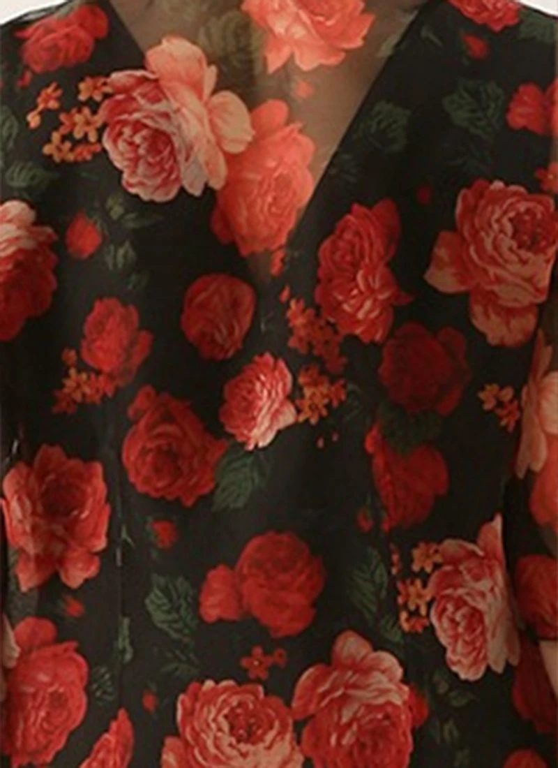 Multicolored Digital Print Organza Jacket N Black Dress Festive Wear 9 Multicolored Digital Print Organza Jacket N Black Dress Festive Wear - Image 7