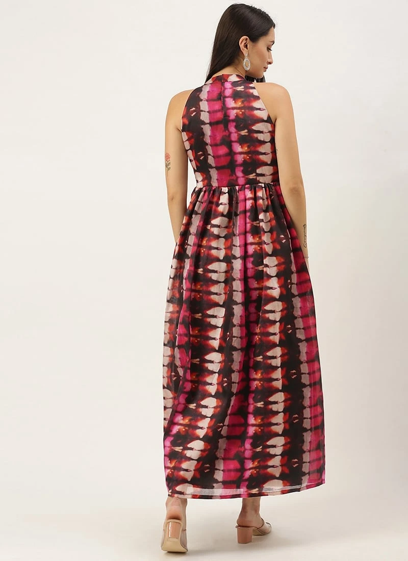 Multicolored Digital Printed Gathered Dress After Six Wear 6 Multicolored Digital Printed Gathered Dress After Six Wear - Image 4