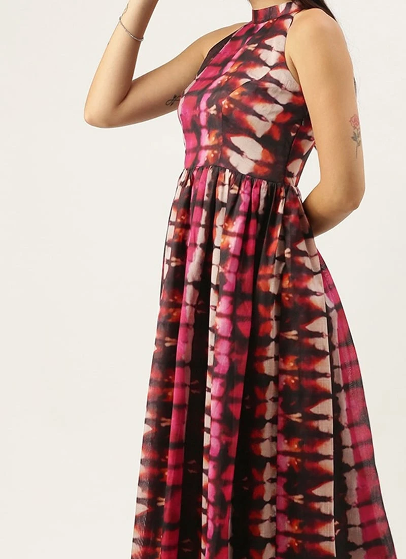 Multicolored Digital Printed Gathered Dress After Six Wear 3 Multicolored Digital Printed Gathered Dress After Six Wear
