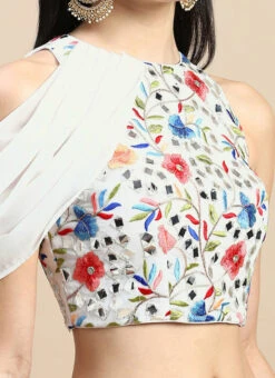 Multicolored Embroidered Blouse Wedding Wear