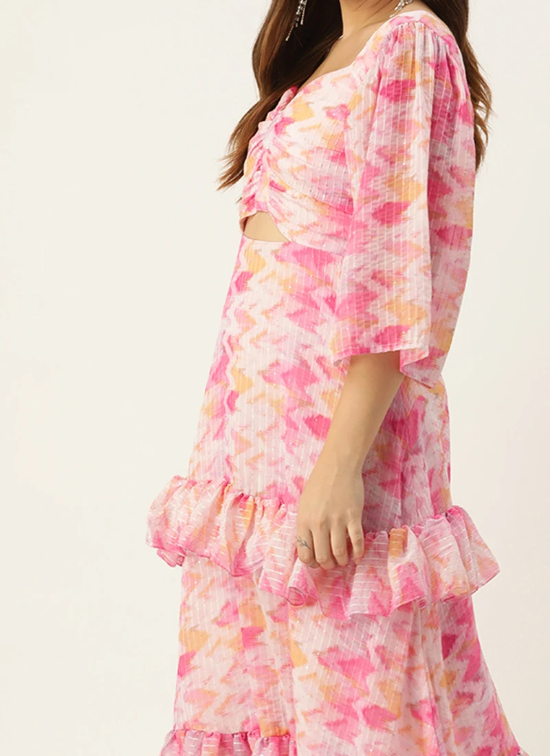 Multicolored Georgette Printed Dress Party Wear 3 Multicolored Georgette Printed Dress Party Wear