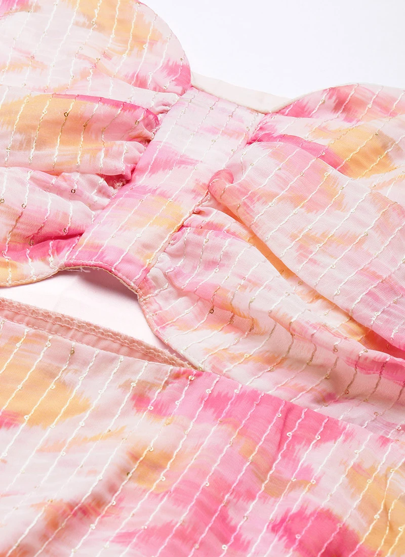 Multicolored Georgette Printed Dress Party Wear 7 Multicolored Georgette Printed Dress Party Wear - Image 5