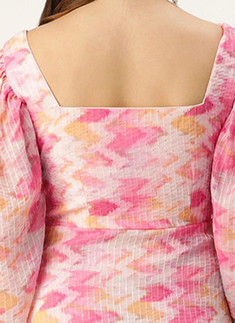 Multicolored Georgette Printed Dress Party Wear 8 Multicolored Georgette Printed Dress Party Wear - Image 6