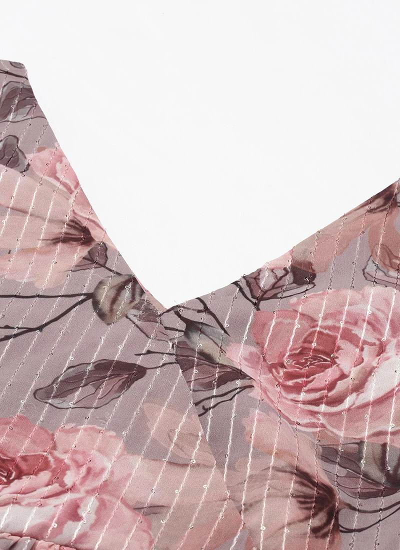 Multicolored Georgette Printed N Embroidered Maxi Dress Festive Wear 7 Multicolored Georgette Printed N Embroidered Maxi Dress Festive Wear - Image 5